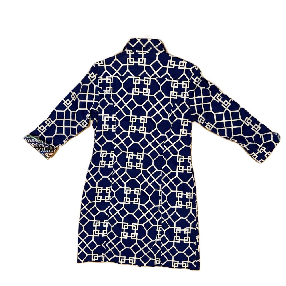 Dizzy Lizzie Sag Harbor Royal Blue & White Button Down Shirt Dress
